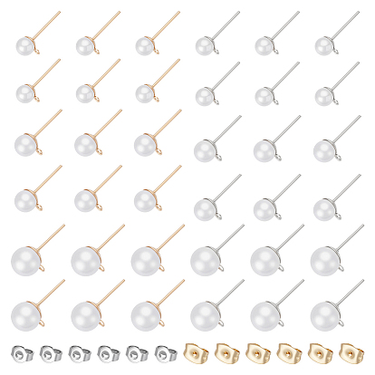 Железные серьги, с акриловыми бусинами, имитирующими жемчуг, и петлей, 304 из нержавеющей стали гайки уха