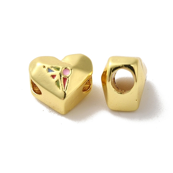 Латунные бусины, с эмалью, без свинца и без кадмия, долговечный, сердце