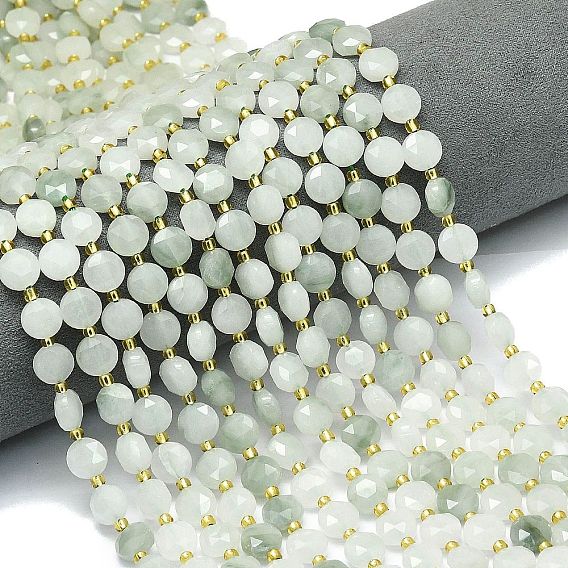 Природного кварца нитей бисера, граненый шестиугольный разрез, плоско-круглые, с бисером