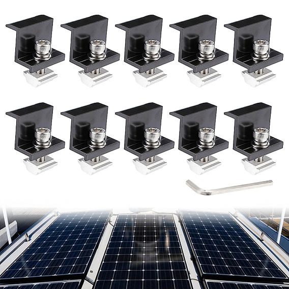 10Pcs Aluminum Alloy Solar Panel End Clamps Brackets for RV Rooftop Caravans
