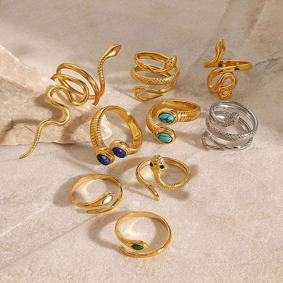 304 из нержавеющей стали Манжета кольца для женщин, золотой / нержавеющая сталь цвета