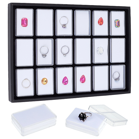 18шт. прямоугольные пластиковые футляры в форме ромба с поролоновой подкладкой внутри и черными лотками из искусственной кожи