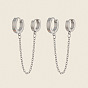 304 Серьги-кольца из нержавеющей стали с двойным креплением, цепочка-оберег
