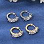 Brass Pave Cubic Zirconia Hoop Earrings, Round