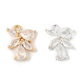 Латунные микропаве прозрачные кубические циркониевые подвески, без кадмия, без никеля и без свинца, цветок