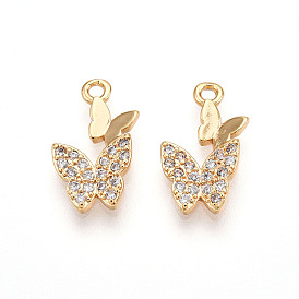 Латунные микро проложить кубического циркония подвески, без кадмия, без никеля и без свинца, бабочки прелести