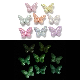 Luminous UV Plating Rainbow Iridescent Opaque Acrylic Beads, Glow in the Dark Beads, Butterfly