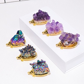 Raw Gemstone Display Decorations, Reiki Energy Stone Ornaments, Hedgehog