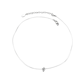 Ожерелья с подвесками из стерлингового серебра с родиевым покрытием и фианитами, С хрустальной нитью