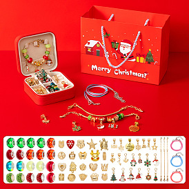Комплекты рождественских браслетов и ожерелий своими руками, включая бусины, , цепи, ожерелья