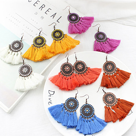 Colorful Sunflower Tassel Earrings - Ethnic Style Fashion Jewelry