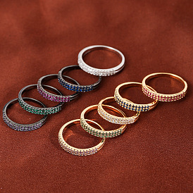 Brass Micro Pave Cubic Zirconia Finger Rings for Women