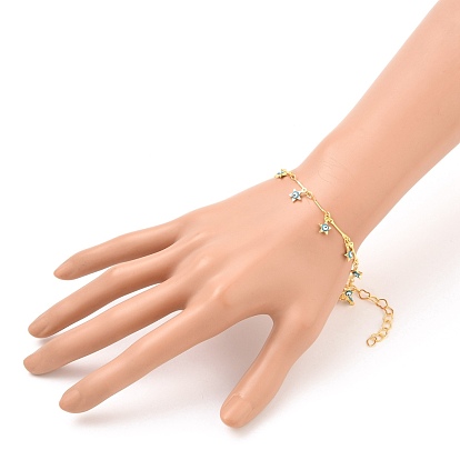 Bracelets et colliers à breloques étoile mauvais œil ensembles de bijoux, avec l'émail, chaînes à maillons de barre en laiton et fermoirs à anneau à ressort