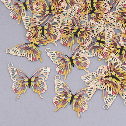 Printed Brass Pendants, Cadmium Free & Lead Free, Etched Metal Embellishments, Butterfly