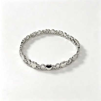 Zinc Alloy Hollow Heart Link Chain Magnetic Bracelets for Women