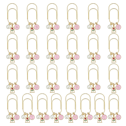 26pcs trombones en acier au carbone, avec des pendantifs en alliage d'émail