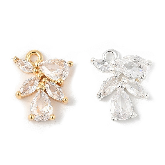 Латунные микропаве прозрачные кубические циркониевые подвески, без кадмия, без никеля и без свинца, цветок