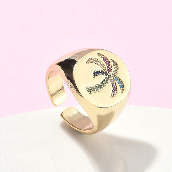 Регулируемые манжетные кольца с микропаве из кубического циркония из латуни, без кадмия, без никеля и без свинца, кокосовая пальма