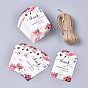 Thank You for Celebrating with Us Paper Gift Tags, Hang Tags, with Jute Twine, for Wedding/Thanksgiving, Rectangle with Flower Pattern