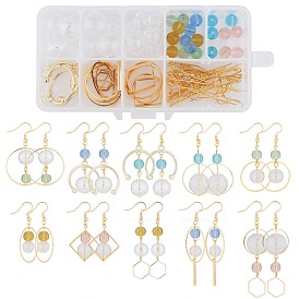 SUNNYCLUE DIY Earring Making Kits, Including Blown Glass Globe Beads Brass Bead Frames, 304 Stainless Steel Pendants, Alloy & Brass Linking Rings, Brass Earring Hooks