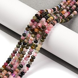 Natural Tourmaline Beads Strands, Faceted, Rondelle