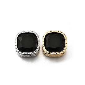 Латунные стеклянные бусины, без кадмия, без никеля и без свинца, квадратный