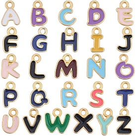 52 шт 26 стили подвески из сплава эмали, матовый золотой цвет, буквенное очарование