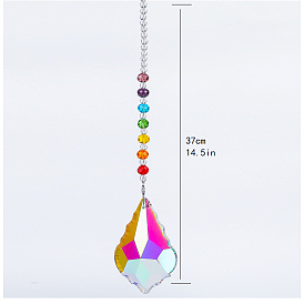 Chakra Theme K9 Crystal Glass Big Pendant Decorations, Hanging Sun Catchers, Maple Leaf