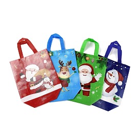 Ламинированные нетканые водонепроницаемые сумки на рождественскую тематику, Многоразовые сумки для покупок для тяжелых условий хранения, прямоугольник с ручками
