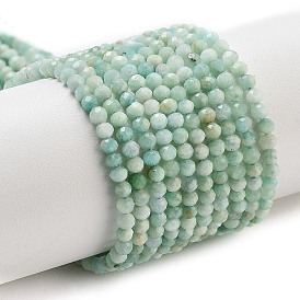 Natural Amazonite Beads Strands, Faceted, Round