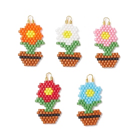 Подвески из бисера Miyuki Glass., , с защитой из латунной проволоки, золотые