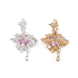 Латунные микро проложить кубического циркония подвески, сердце