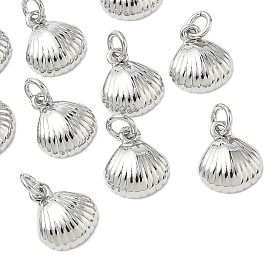 SHEGRACE Brass Pendants, Shell Shape Charms, Cadmium Free & Lead Free & Nickel Free, with Jump Ring