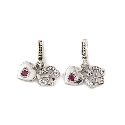 Стойки с покрытием из сплава с кристаллами и сиамскими стразами, европейские подвески с подвесками, подвески в виде бесконечного сердца с большими отверстиями