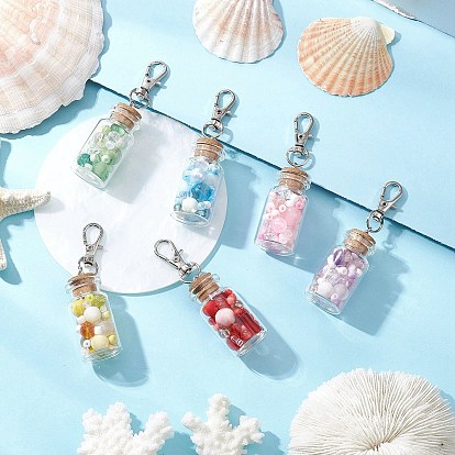 6шт. стеклянная бутылка желаний внутри лэмпворк и стеклянные бусины подвесные украшения, с сплава шарнирного когтя омара застежками