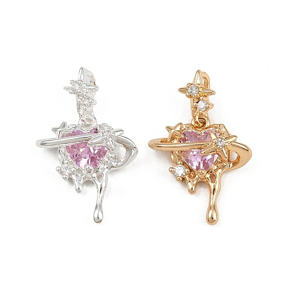 Латунные микро проложить кубического циркония подвески, сердце