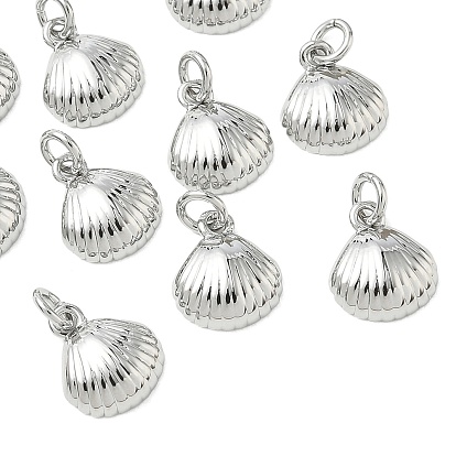 SHEGRACE Brass Pendants, Shell Shape Charms, Cadmium Free & Lead Free & Nickel Free, with Jump Ring