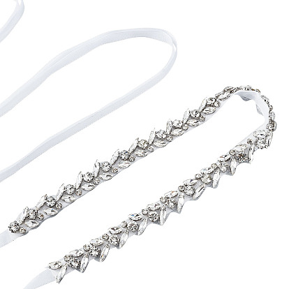 CHGCRAFT Crystal Rhinstone Bridal Belt for Wedding Dress, Exquisite Sash for Wedding Belt, Ribbon with Brass Rhinestone Beads