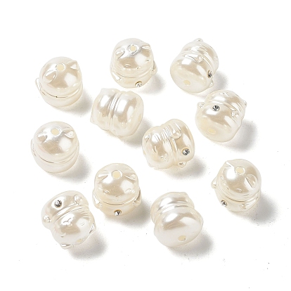 ABS Plastic Beads, AB Color Plated, with Rhinestone, Cat