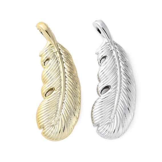 Подвески из непрозрачного акрила с гальваническим покрытием, перо