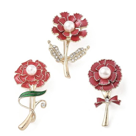 Броши из цинкового сплава с кристаллами и стразами, эмалевые булавки в виде цветка с пластиковыми бусинами для женщин, золотые