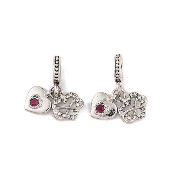 Стойки с покрытием из сплава с кристаллами и сиамскими стразами, европейские подвески с подвесками, подвески в виде бесконечного сердца с большими отверстиями