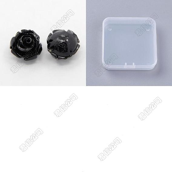 40pcs corail synthétique 3d fleur rose perles sculptées, teint