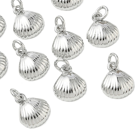 SHEGRACE Brass Pendants, Shell Shape Charms, Cadmium Free & Lead Free & Nickel Free, with Jump Ring