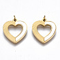 304 Stainless Steel Pendants, with Shell and Jump Rings, Heart