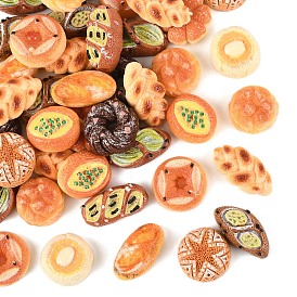 60 Кабошоны из непрозрачной смолы, имитация еды, декодирование, хлеб, разнообразные