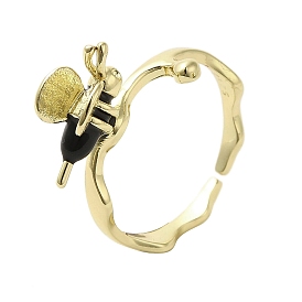 Enamel Bee Finger Rings, Golden Brass Ring for Women