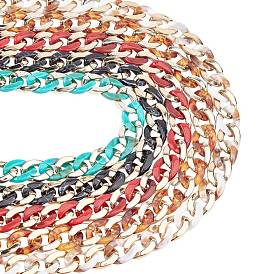 Gorgecraft Handmade CCB Plastic Curb Chain, with Acrylic Linking Rings, Imitation Gemstone, for Handbag Chain Making, Golden