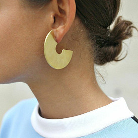 Bold Geometric Irregular Metal Earrings for Women - Half Circle Alloy Studs/Dangles