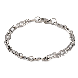 304 Stainless Steel Link Chain Bracelets, with 201 Stainless Steeel Findings